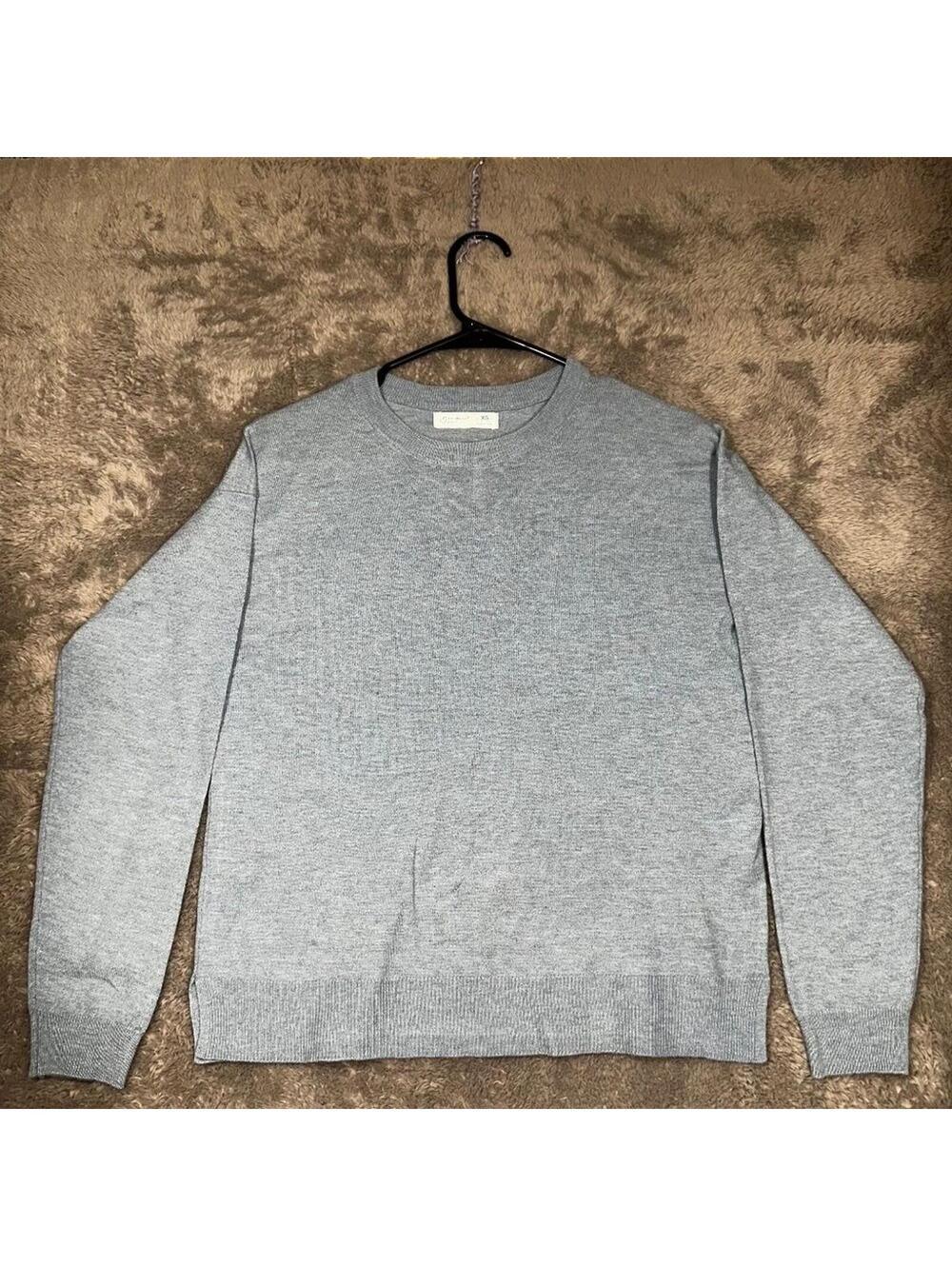 Primark Sweater Women XS Grey Crewneck Wool Blend Long Sleeve Ribbed Knit Top
